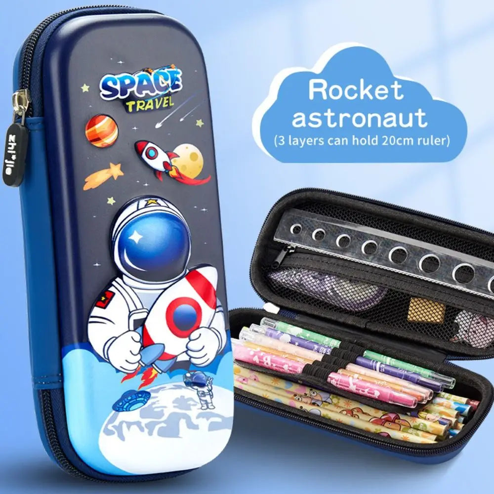 3D Mermaid & Astronaut Pencil Case β Odorless Zippered Space Pen Box for School Supplies & Kawaii Stationery Fans