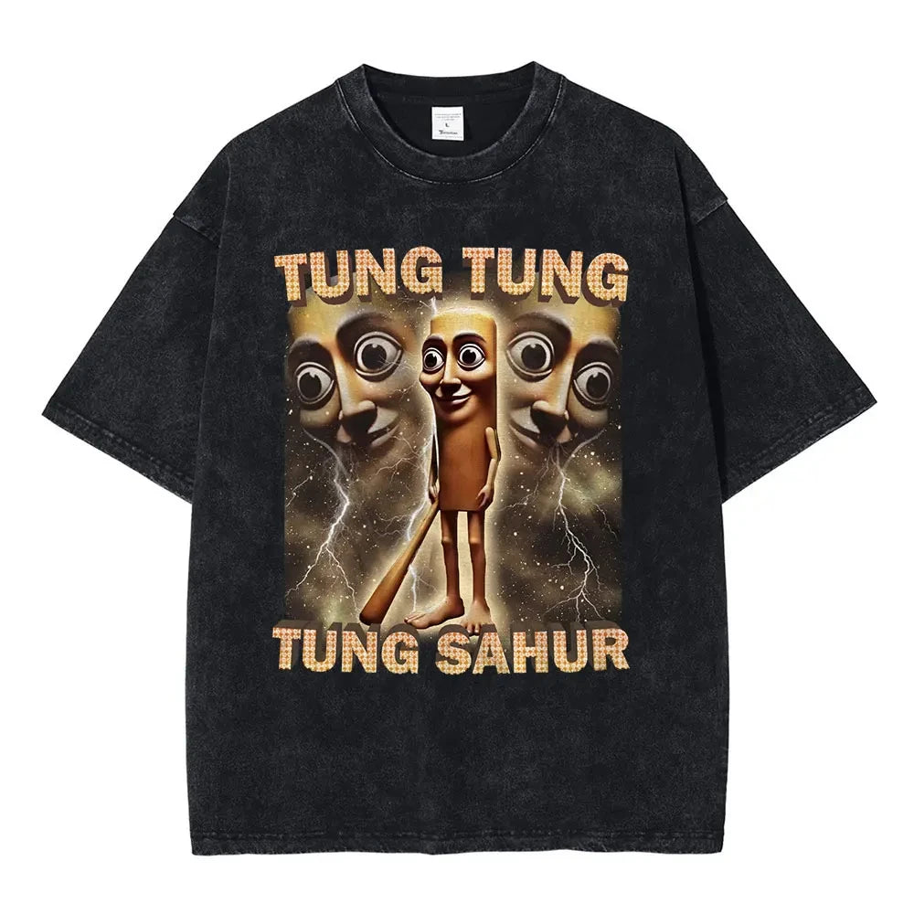 Italian Brainrot Funny Meme T-shirt Tralalero Tralala Tung Tung Tung Sahur Bombardiro Crocodilo Brr Brr Patapim Washed T Shirts