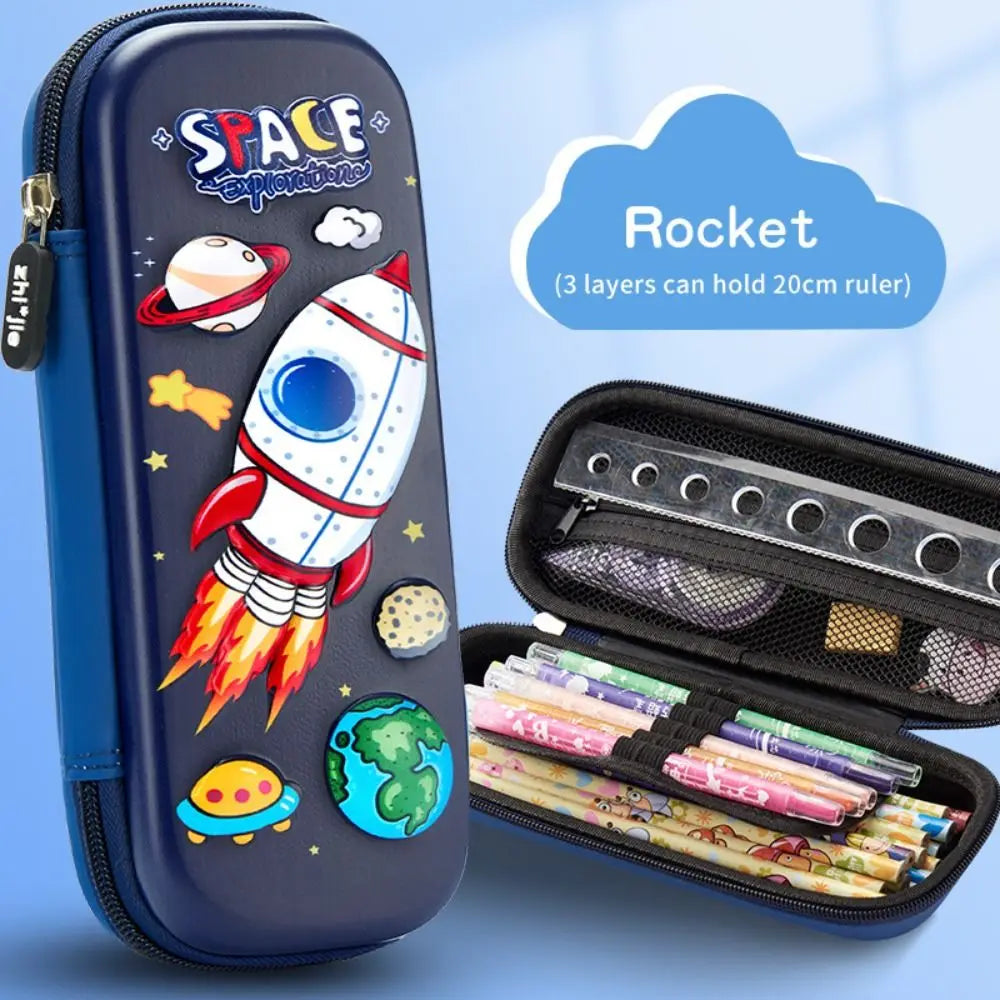 3D Mermaid & Astronaut Pencil Case β Odorless Zippered Space Pen Box for School Supplies & Kawaii Stationery Fans