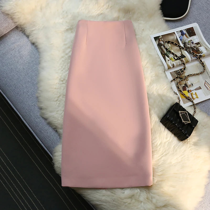 Seoulish 2024 New Spring Summer Elegant Purple Formal Women's Wrap Skirts High Waist Workwear Back Zipper A-Line Skirts Female