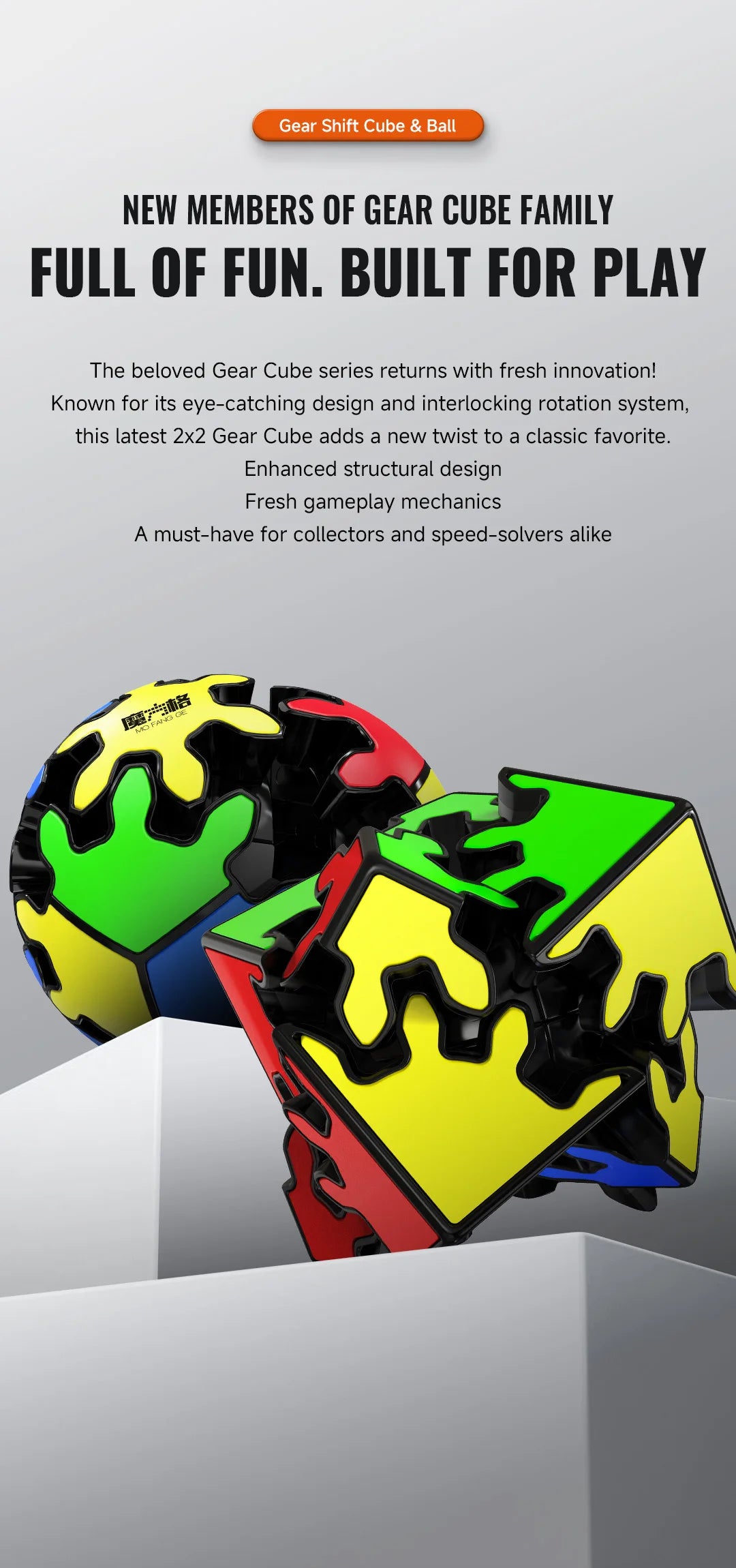 QiYi 2x2 Gear Cube QiYi 2x2 Gear Ball QY Mofangge Magic Cube Stickerless Cube Professional Puzzle Toys Kid Gift