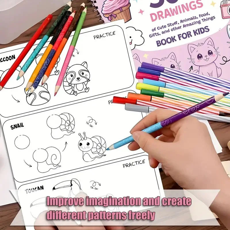 Bview Art Step-by-Step Drawing Guide: 300 Cute Animals, Foods & Creative Patterns - Art Tutorial Book