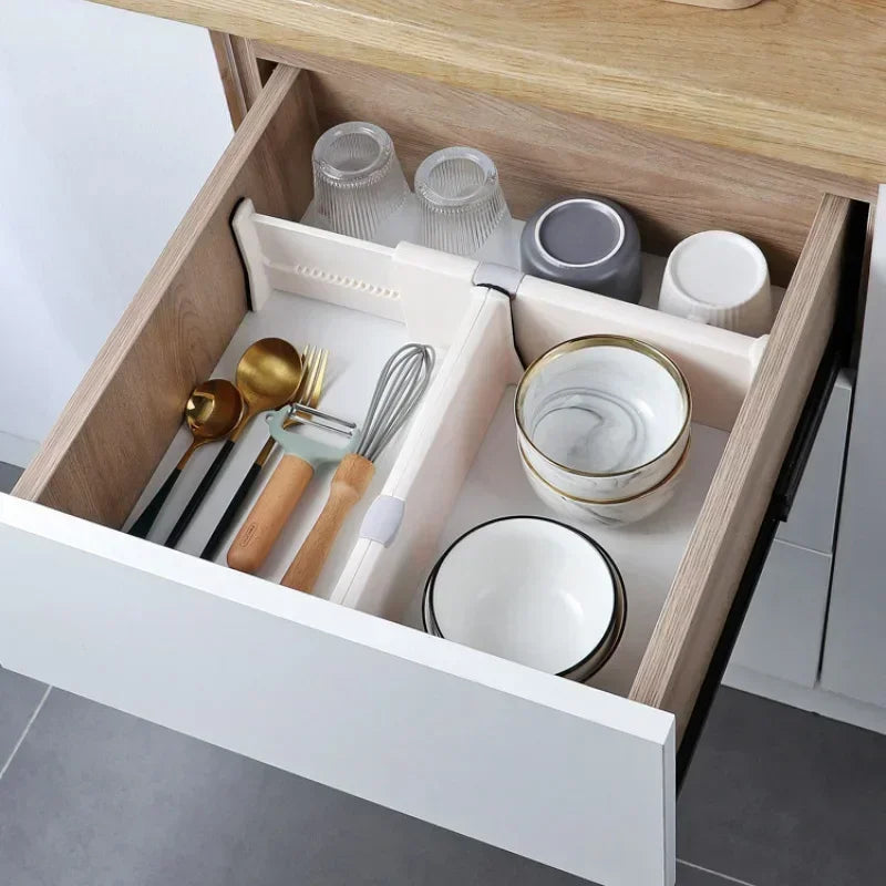 4 Pack Drawer Dividers Organizer Retractable Adjustable Storage Drawer Partition Holder Clapboard Kitchen Organizer Household