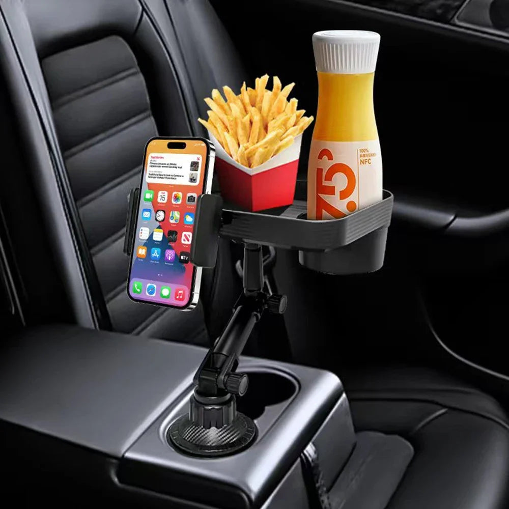 Car Cup Phone Holder Stand Mount Tray 360 Degree Rotation Table Slot Food Organized Adjustable Drink Accesories for Iphone 14 13