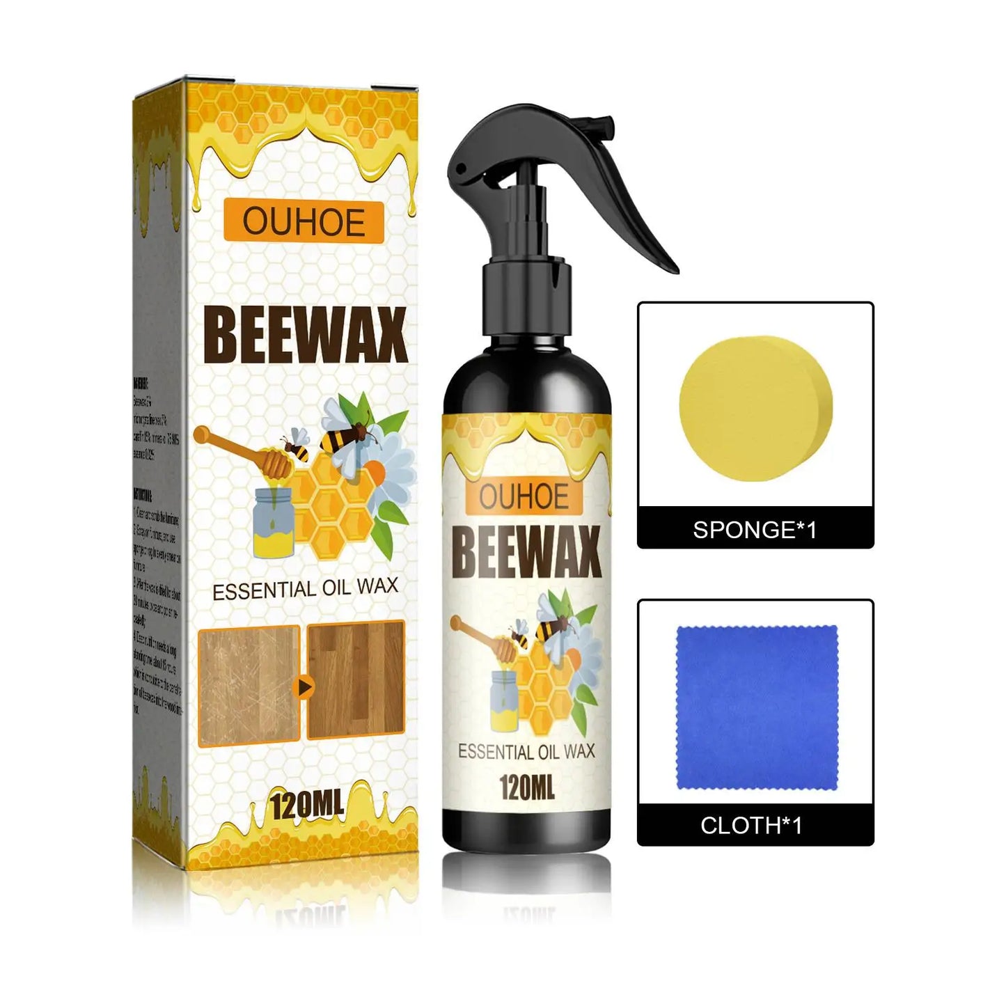 Portable Natural Micro-Molecularized Beeswax Spray Repair Polishing Suitable For Floor Furniture Waterproof Brightening Wax