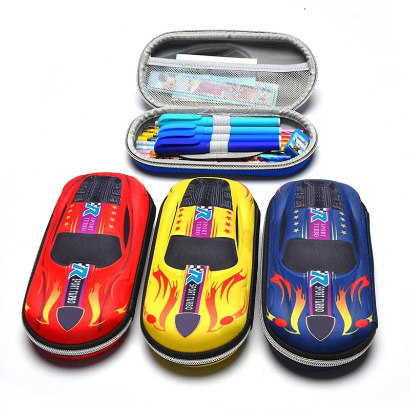 3D Racing Car Pencil Case – Cartoon EVA & PU Stationery Box