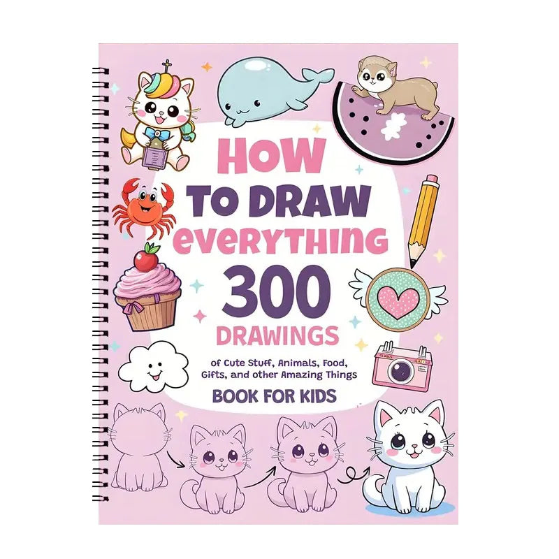 Bview Art Step-by-Step Drawing Guide: 300 Cute Animals, Foods & Creative Patterns - Art Tutorial Book