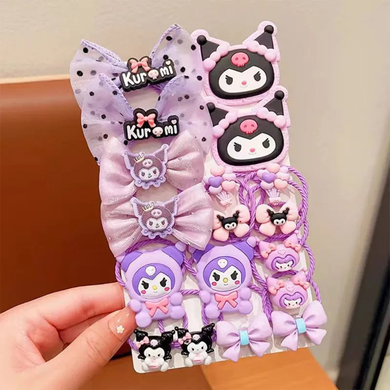18-Piece Kuromi Hair Set – Cute Bows & Fun Clips for Kids!