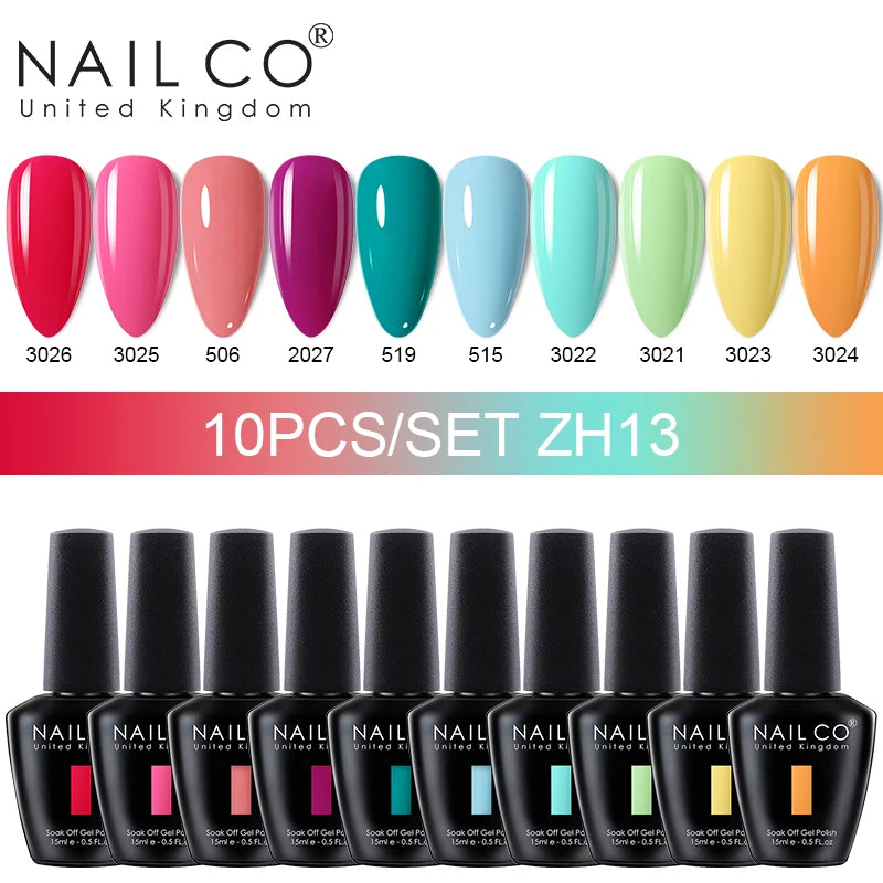 NAILCO Macaron Gel Nail Kit β 10PCS Jelly Colors for Soft, Glossy Manicures