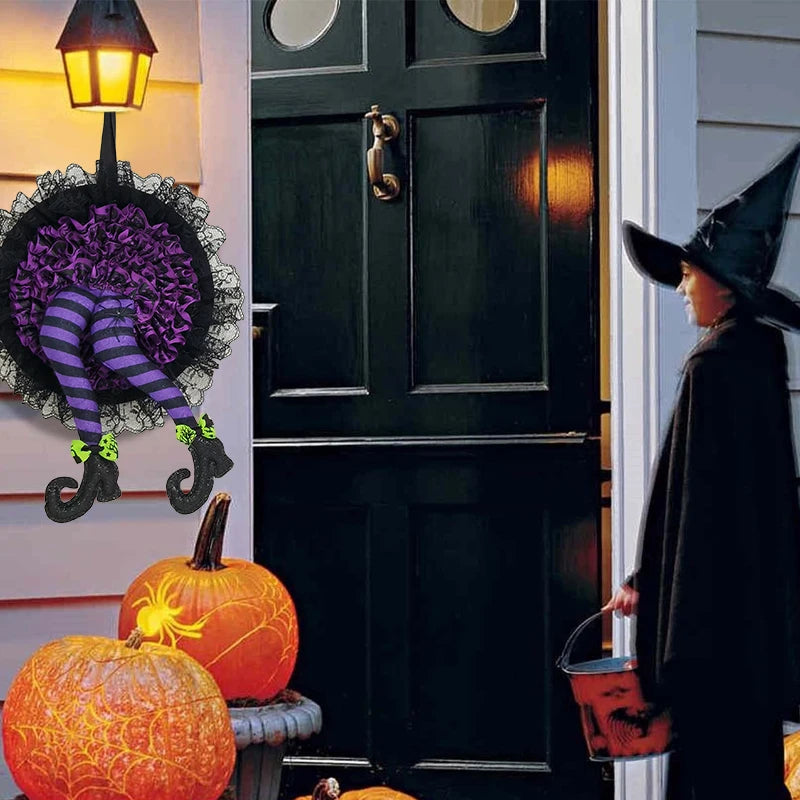 Halloween Witch Hat Leg Door Wreath Halloween Wreath Door Hanging Terrifying Atmosphere Decoration Happy Party Supplies Newest