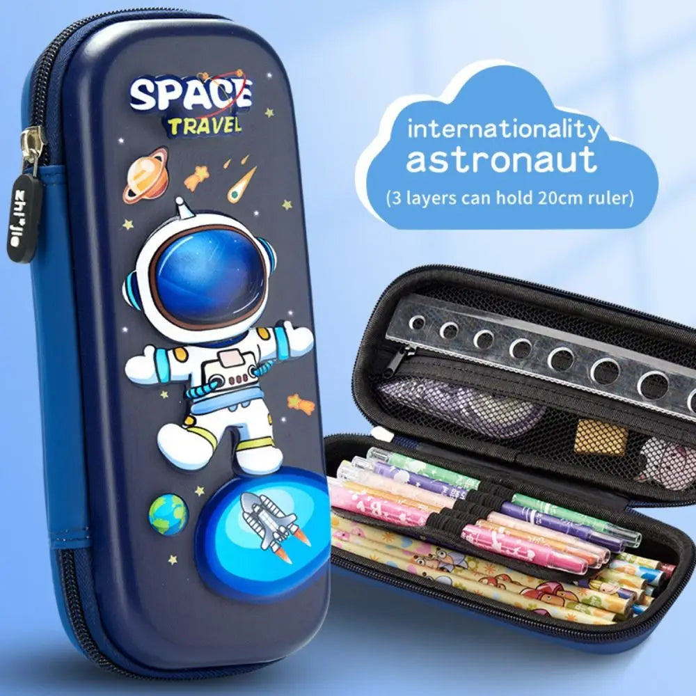 3D Mermaid & Astronaut Pencil Case β Odorless Zippered Space Pen Box for School Supplies & Kawaii Stationery Fans