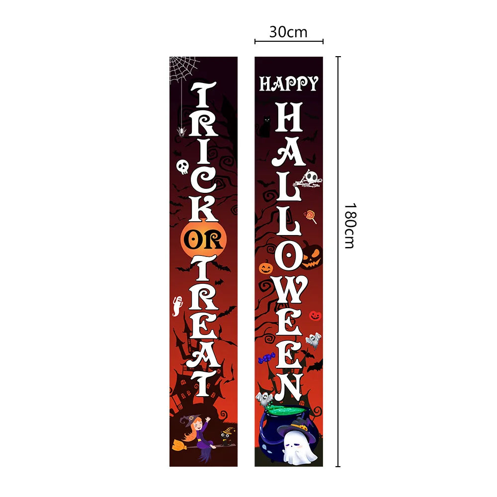 Halloween Couplets Festival Entrance Decoration Creative Text Door Curtain Horror Theme Party Decoration Polyester Hanging Flag