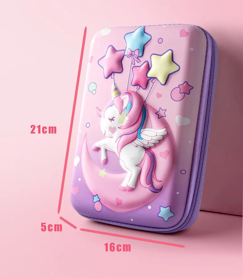 3D EVA Unicorn Pencil Case – Cute Cartoon Stationery Box for Girls, School Supplies, Gifts & iPad Storage