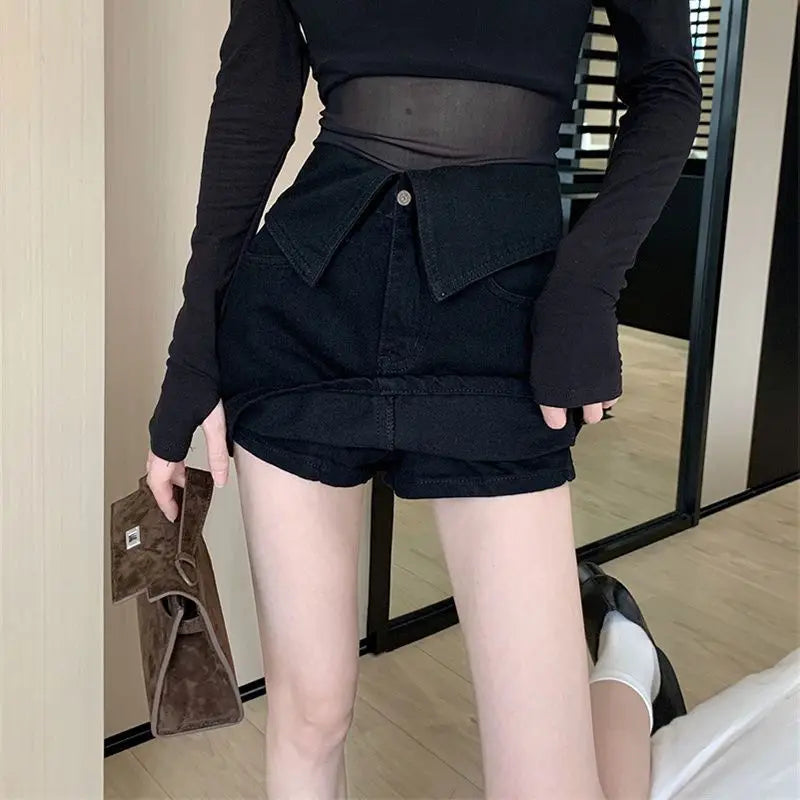 Fashion High Waist Denim Mini Skirt Women's 2023 Summer New Fashion Button Zipper Slim Fit Korean Street Casual A-line Skirt