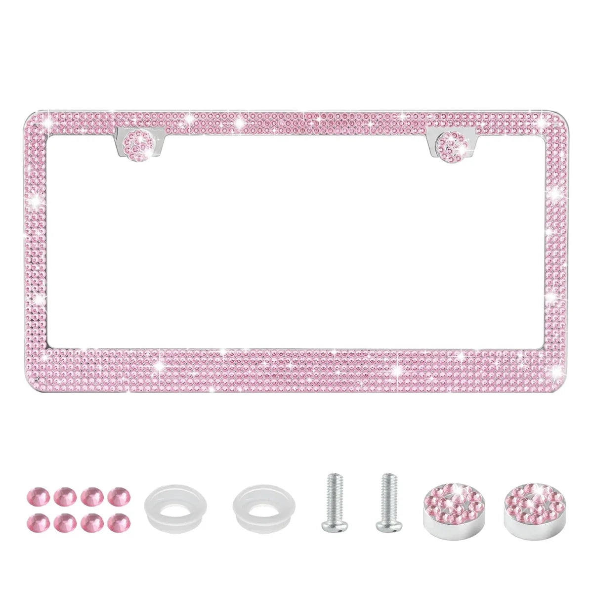 Shering Bling Glitter License Plate Frame, 1 Pack Sparkly Frames with Bedazzled Diamond Acrylic Crystals - Stylish Car