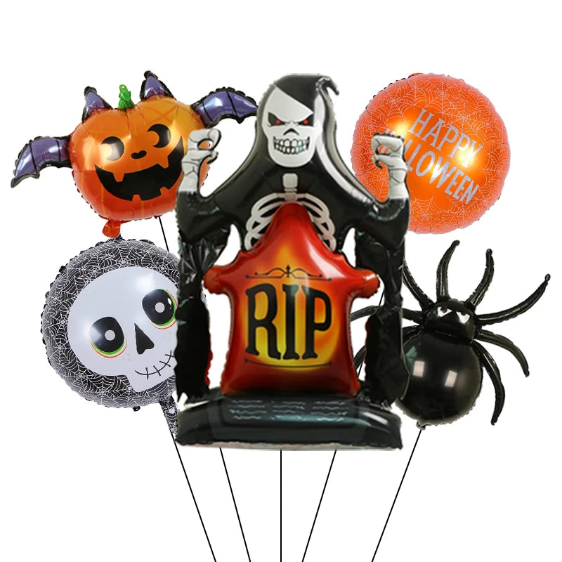 Halloween Pumpkin Ghost Balloons Halloween Decoration Spider Foil Balloon Bat Globos Halloween Party Supplies Inflatable Kid Toy