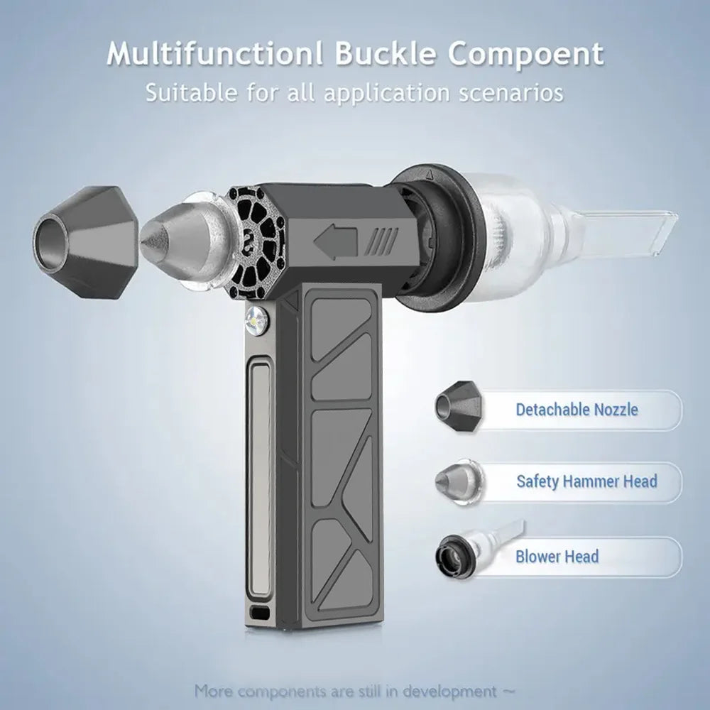 2-in-1 Blower & Vacuum, 4-Speed/Dual Magnetic Nozzles with LED & Type-C Fast Charge for Yard/BBQ/Hair/PC Use