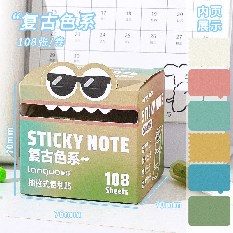 Mr. Paper Pull-Out Sticky Notes – 6Style Transparent Roll with 105 Sheets for School, Study & Creative Stationery