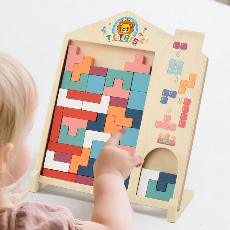 Wooden 3D Puzzles Blocks Brain Teasers Toy Jıgsaw Tangram Colorful Jigsaw Game Preschool Educational Gift For Baby Toddlers Kids