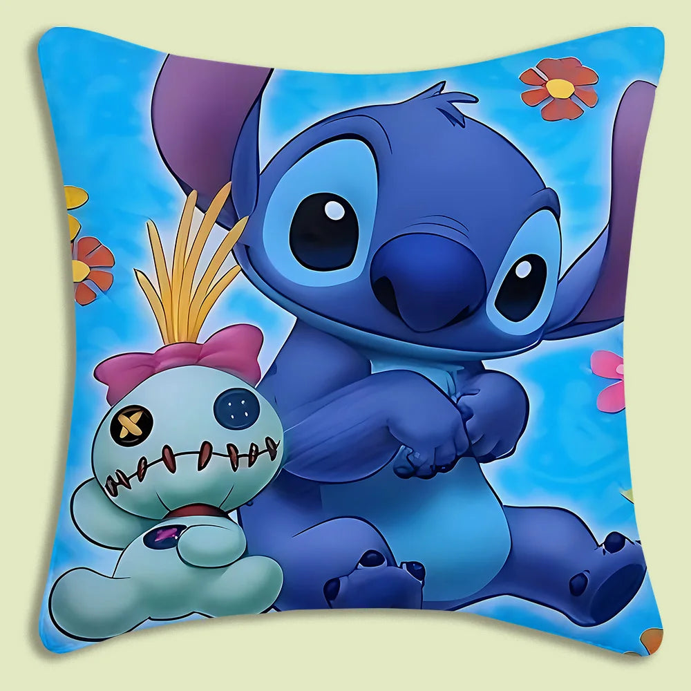 Cute Stitch Pillow Covers Cartoon Sofa Decorative Home Double-sided Printing Short Plush Cute Cushion Cover