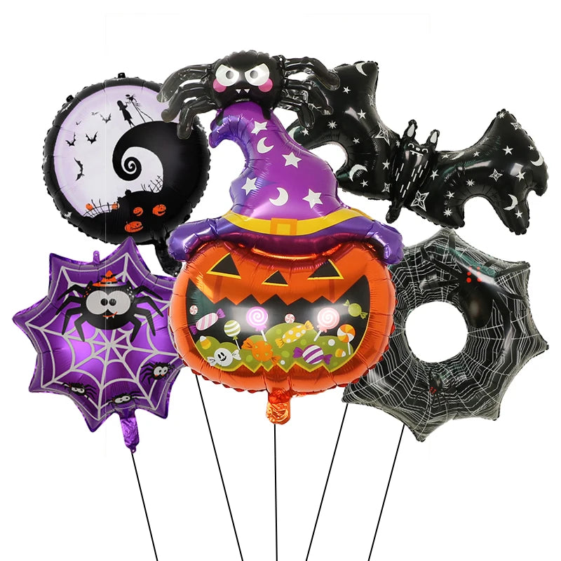 Halloween Pumpkin Ghost Balloons Halloween Decoration Spider Foil Balloon Bat Globos Halloween Party Supplies Inflatable Kid Toy