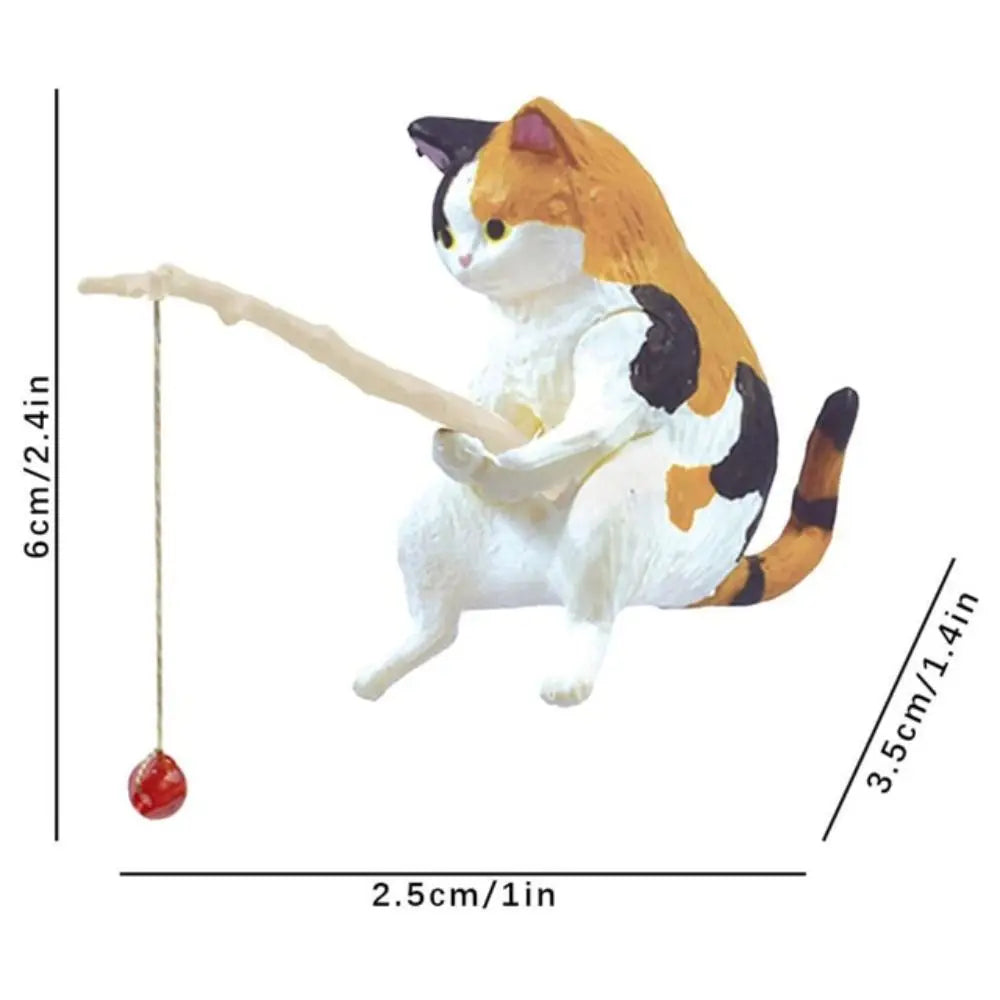 Hanging Decoration Plant Pot Aquarium Tanks Decor Fish Tank Ornaments Cat Statue Kitten Fishing Ornament Miniature Figurines