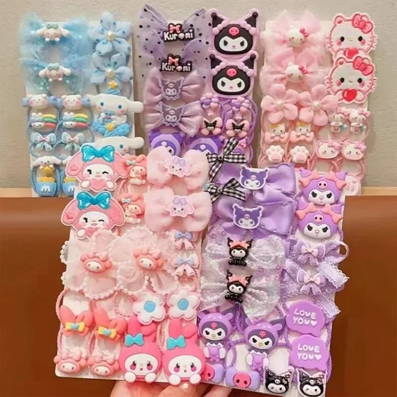 18-Piece Kuromi Hair Set – Cute Bows & Fun Clips for Kids!