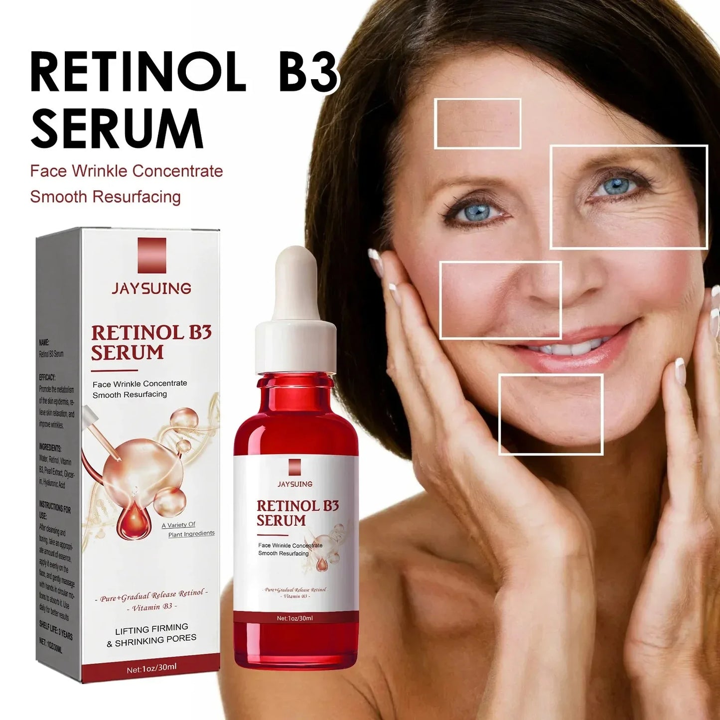 Remove W-rinkles Essence Anti A-ging Fade Fine Line Lifting Firming Repair Smooth Moisturizing Nourish Tighten Retinol B3 Serum
