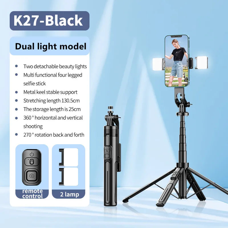 130cm Long Selfie Stick Tripod Extendable Wireless Bluetooth Remote Portable Smartphone Tripod Stand Mount For iOS Android Phone