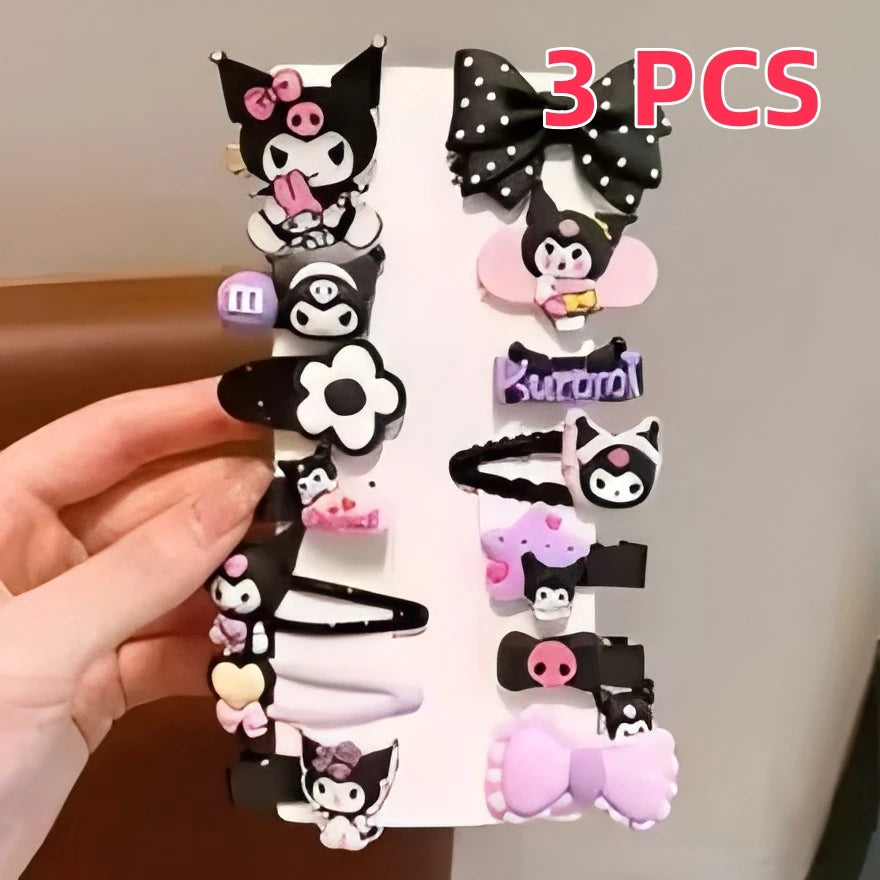 14-Piece Kuromi Hairclip Set – Cute Anime Style for Girls