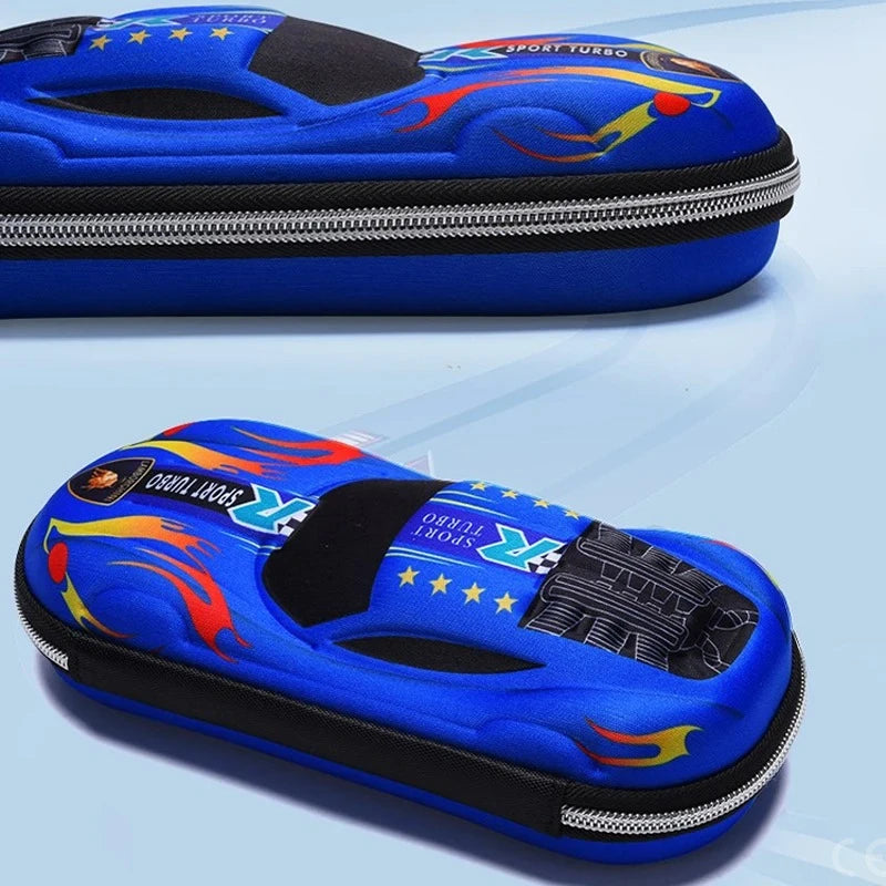 3D Racing Car Pencil Case – Cartoon EVA & PU Stationery Box