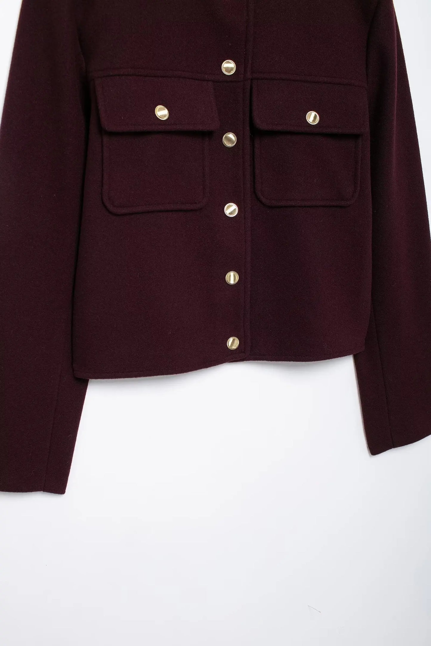 TRAFZA 2024 Fashion Women Soft Tweed Bomber Jacket O-Neck Long Sleeve Pockets Buttons Loose Woolen Coat Female Streetwear
