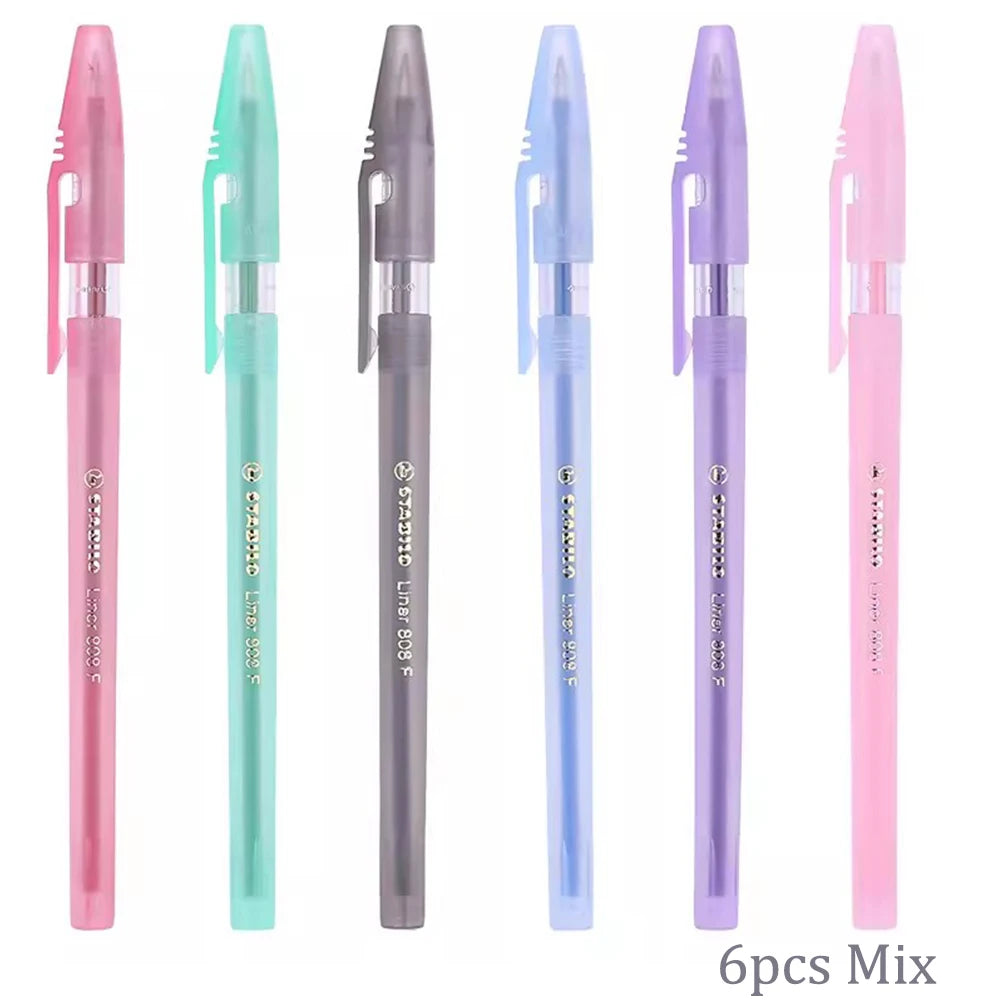 6/10pcs Stabilo Antistatic Ballpoint Pen 808F Liner Smooth 0.38mm Extra-fine Cap Medium Oil Pen Cute Study Office Stationery