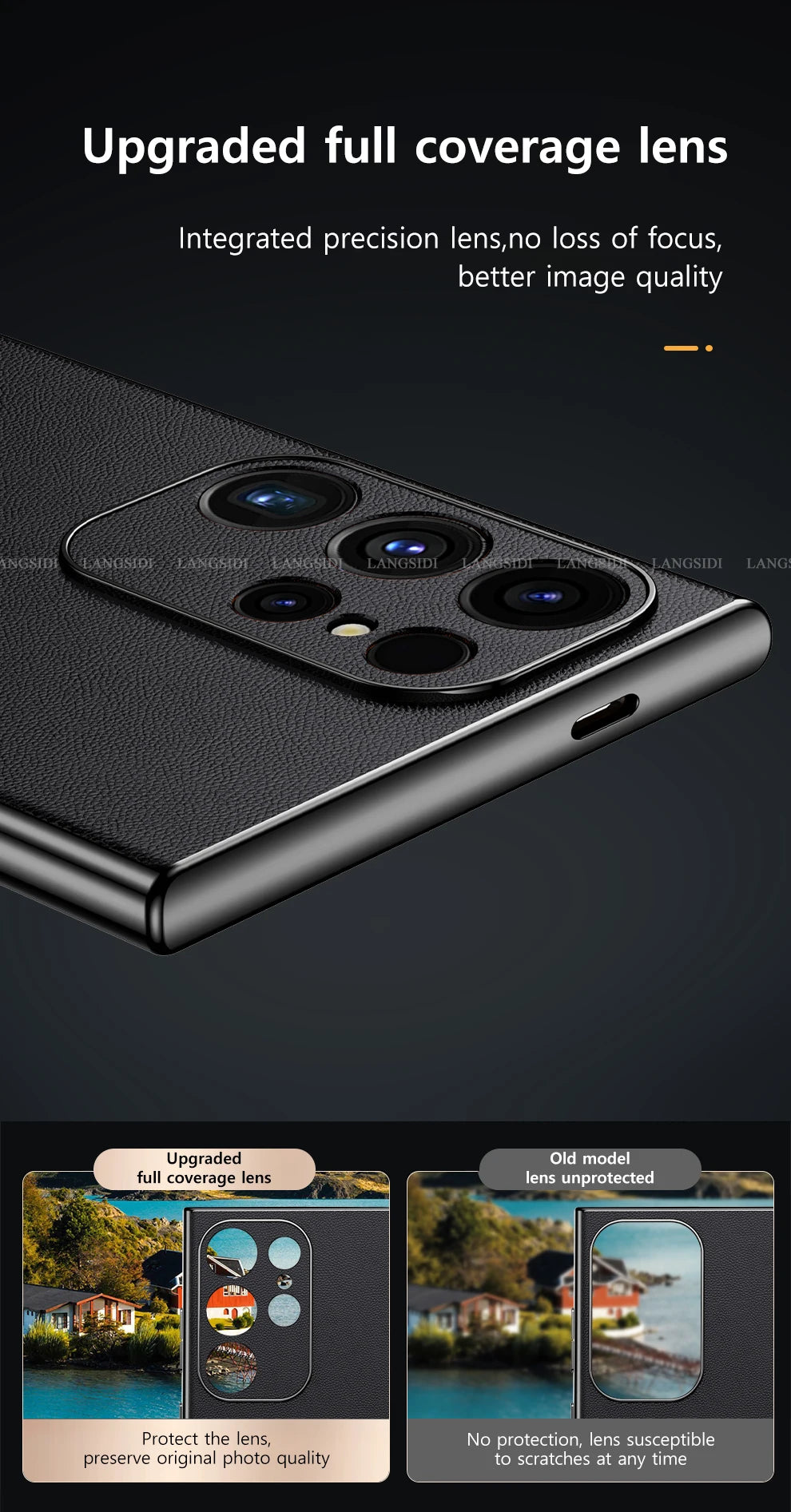 Leather Phone Case for Samsung Galaxy S25 S24 S23 Ultra S22 Plus Luxury Plating Soft Edges Shockproof 360 Full Protective Cover