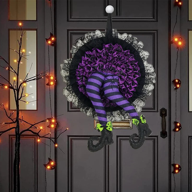 Halloween Witch Hat Leg Door Wreath Halloween Wreath Door Hanging Terrifying Atmosphere Decoration Happy Party Supplies Newest