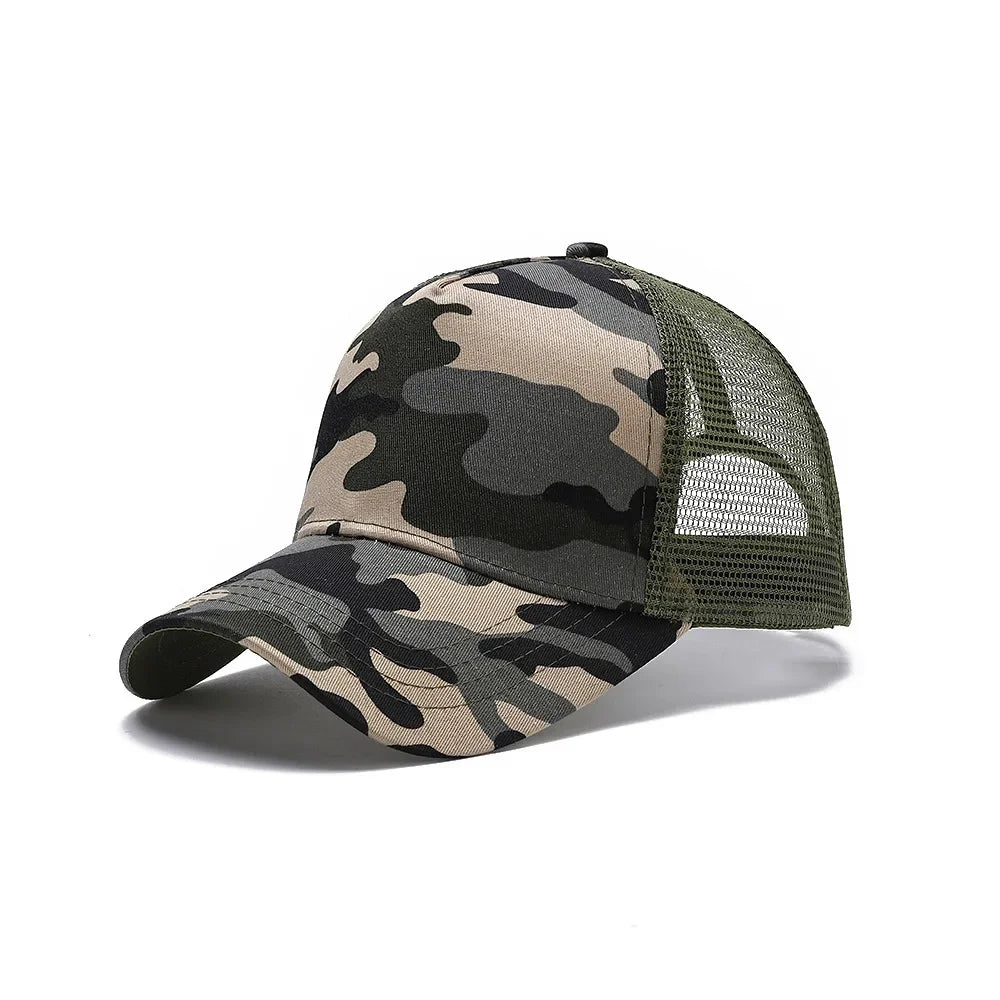Custom Logo Print Basic Solid Color Mesh Breathable Baseball Cap Summer Sunshade Mesh 5 Panels Truck Driver Cap Wholesale