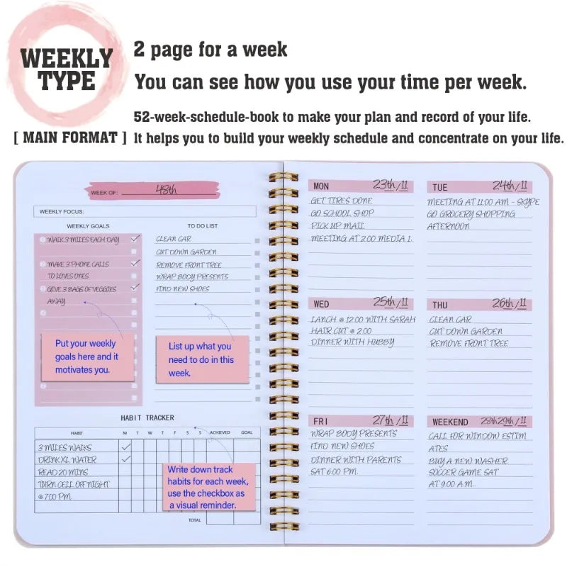 2024 Weekly Planner Agenda A5 Notebook Planner Pouch 52 Weeks Planner Schedules Stationery School Office Supplies Stationery