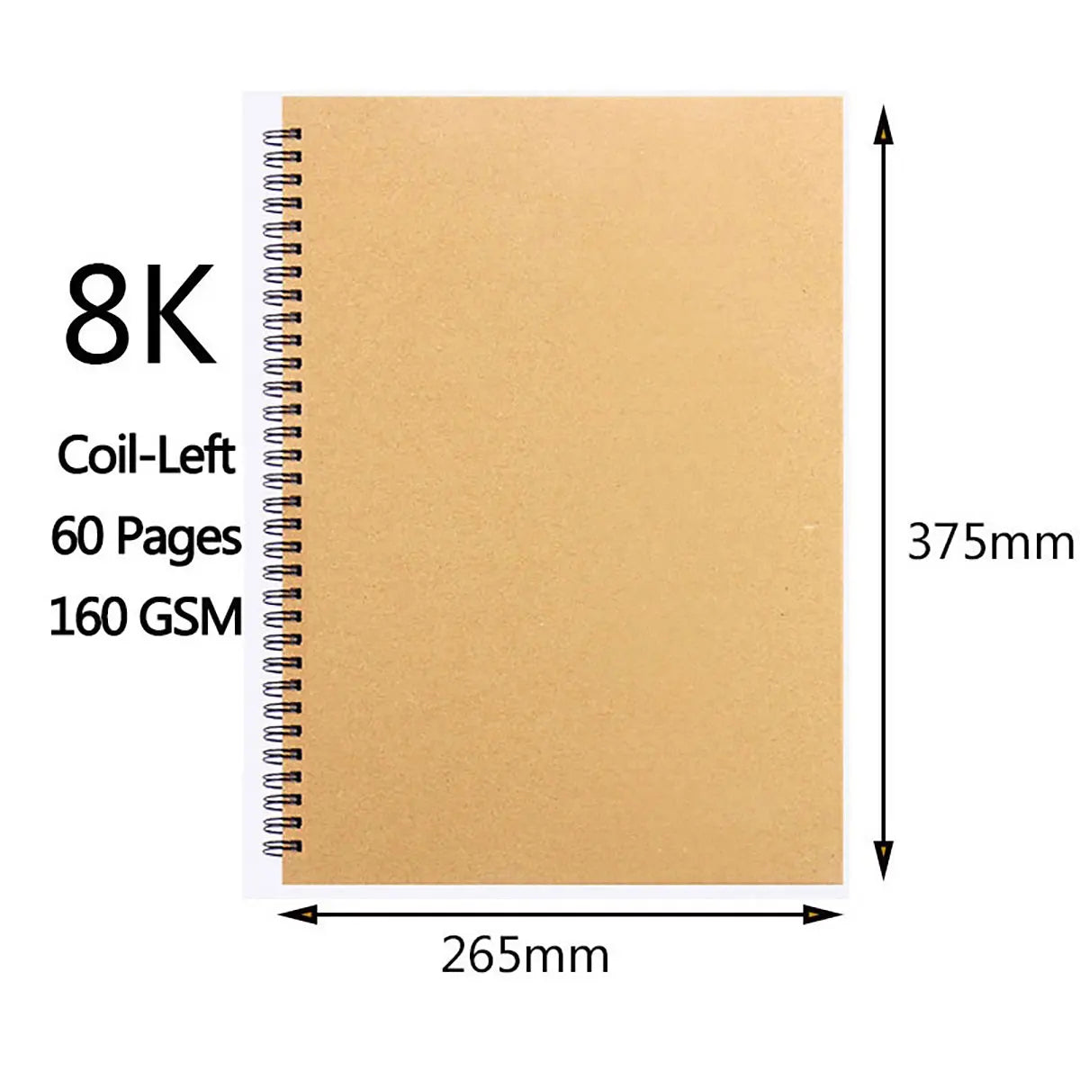 Art Sketchbook 160GSM Kraft Paper Spiral Coil Book Office School Supplies Drawing Notepad Stationary