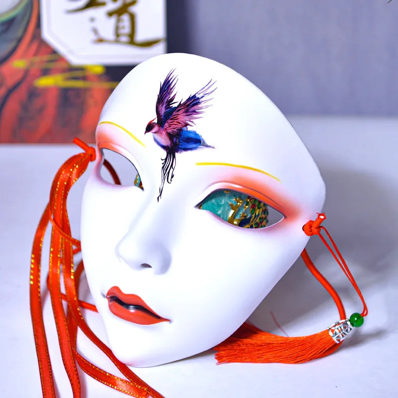 Halloween Animist Adult Party Mask Full Face Chinese Style Hand-Painted Decoration Masquerade Hanfu Accessories Party Decor