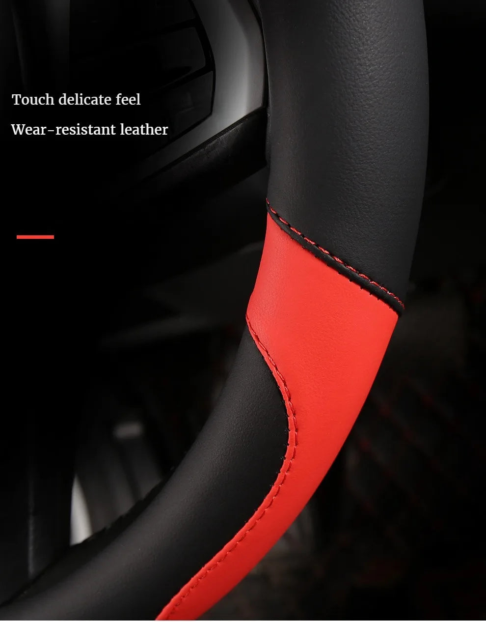 Car Steering Wheel Cover - Universal Car for Diverse Cars, Durable Leather Cover with Anti-Slip Lining, Fit for 14.5"-15"