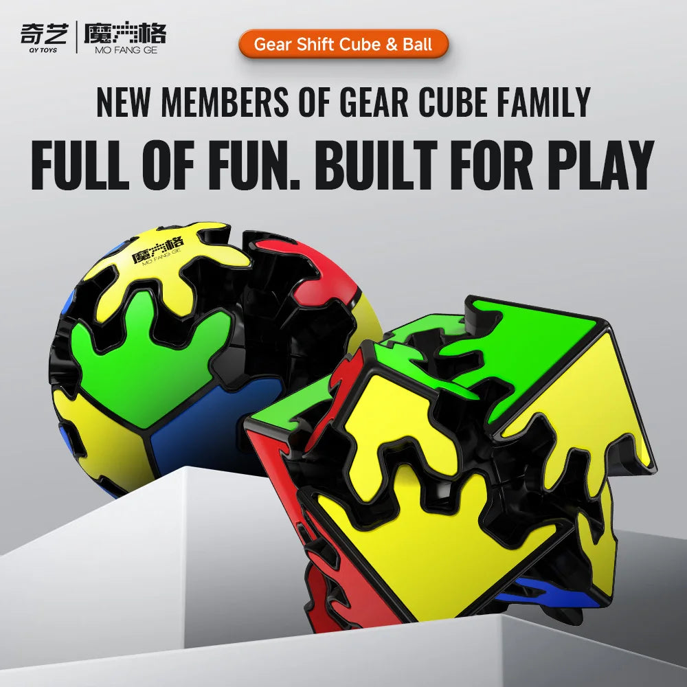 QiYi 2x2 Gear Cube QiYi 2x2 Gear Ball QY Mofangge Magic Cube Stickerless Cube Professional Puzzle Toys Kid Gift