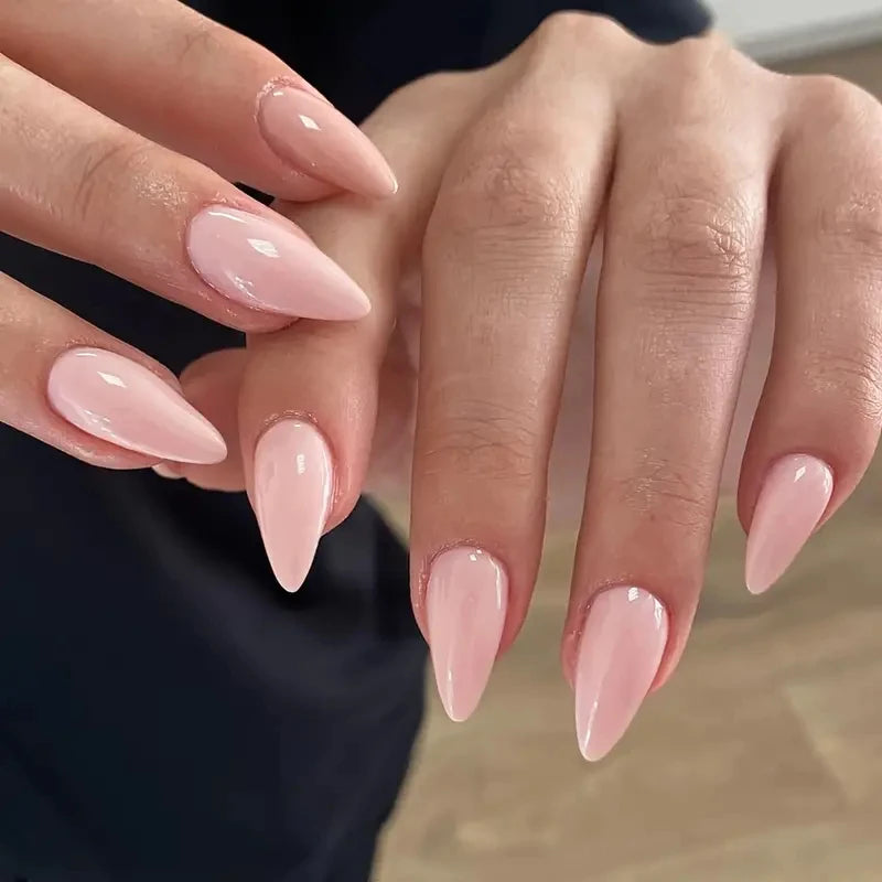 Simple & Delicate: 24PCS Almond Fake Nails for Effortless Date-Night Style