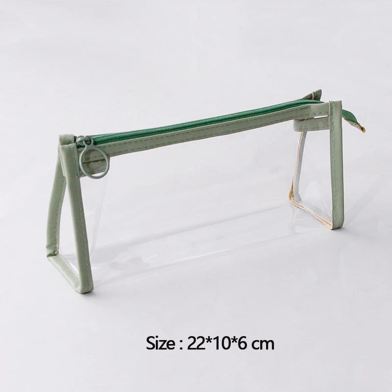 Transparent Kawaii Pencil Case – Large Capacity Simple Pen & Cosmetic Bag for School, Study & Office Supplies