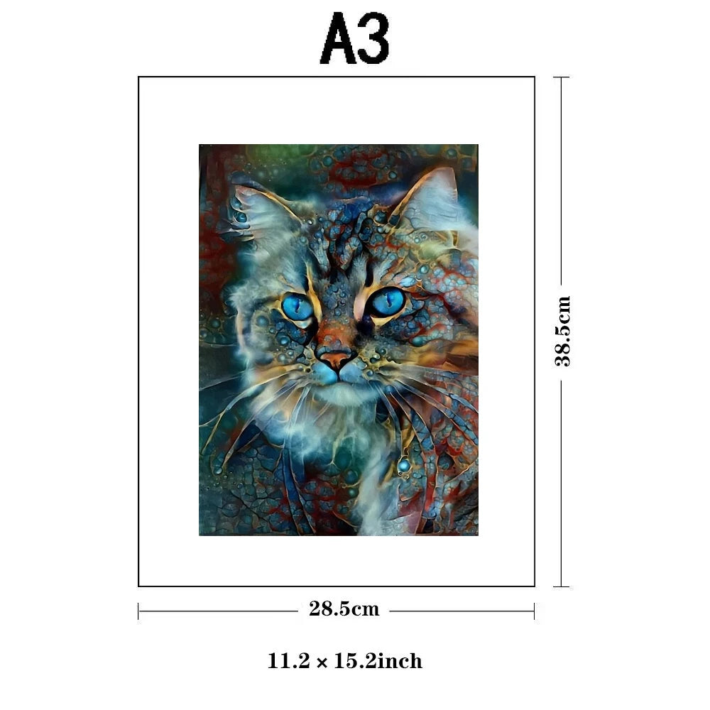 Blue Eyes Cat Wooden Puzzles for Adults, Unique Shape Wooden Animal Puzzle Creative Challenge for Adults, Family, Friend