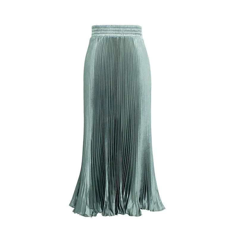 Elegant Satin Fishtail Long Skirts Evening Party Wear Faldas Vintage Pleated Skirt Women Harajuku Fashion Clothes Saias Jupe