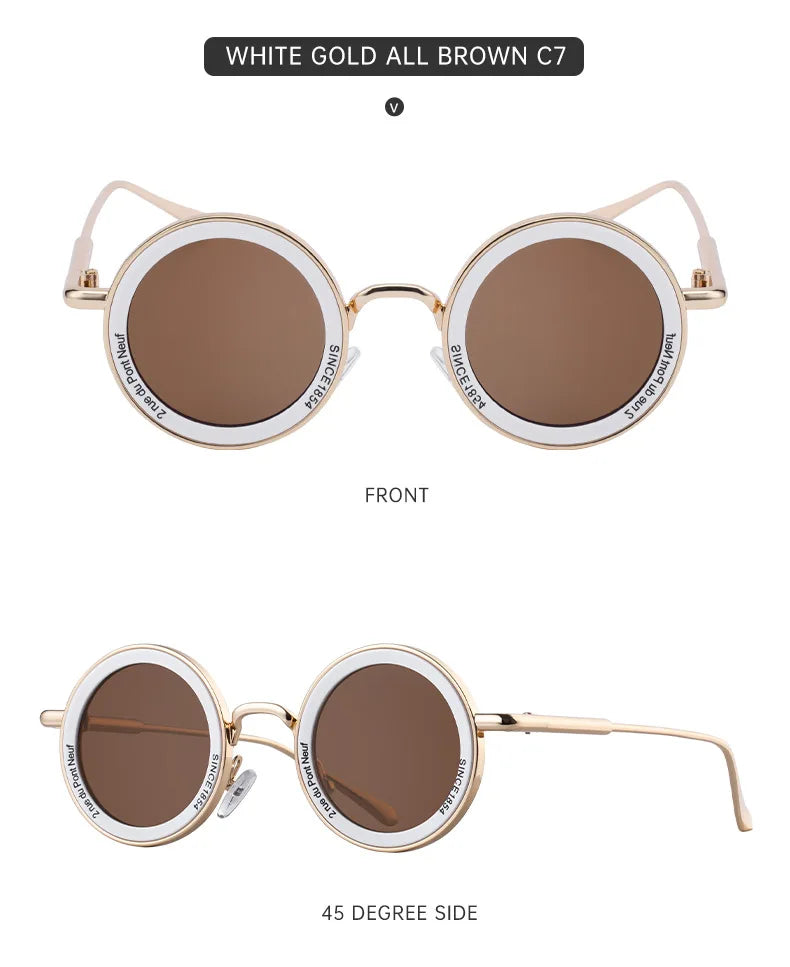 2025 Steampunk Sunglasses For Men Fashion Round Punk Sunglasses Vacation Oculos Outdoor Glasses Vintage Designer Trending Lentes