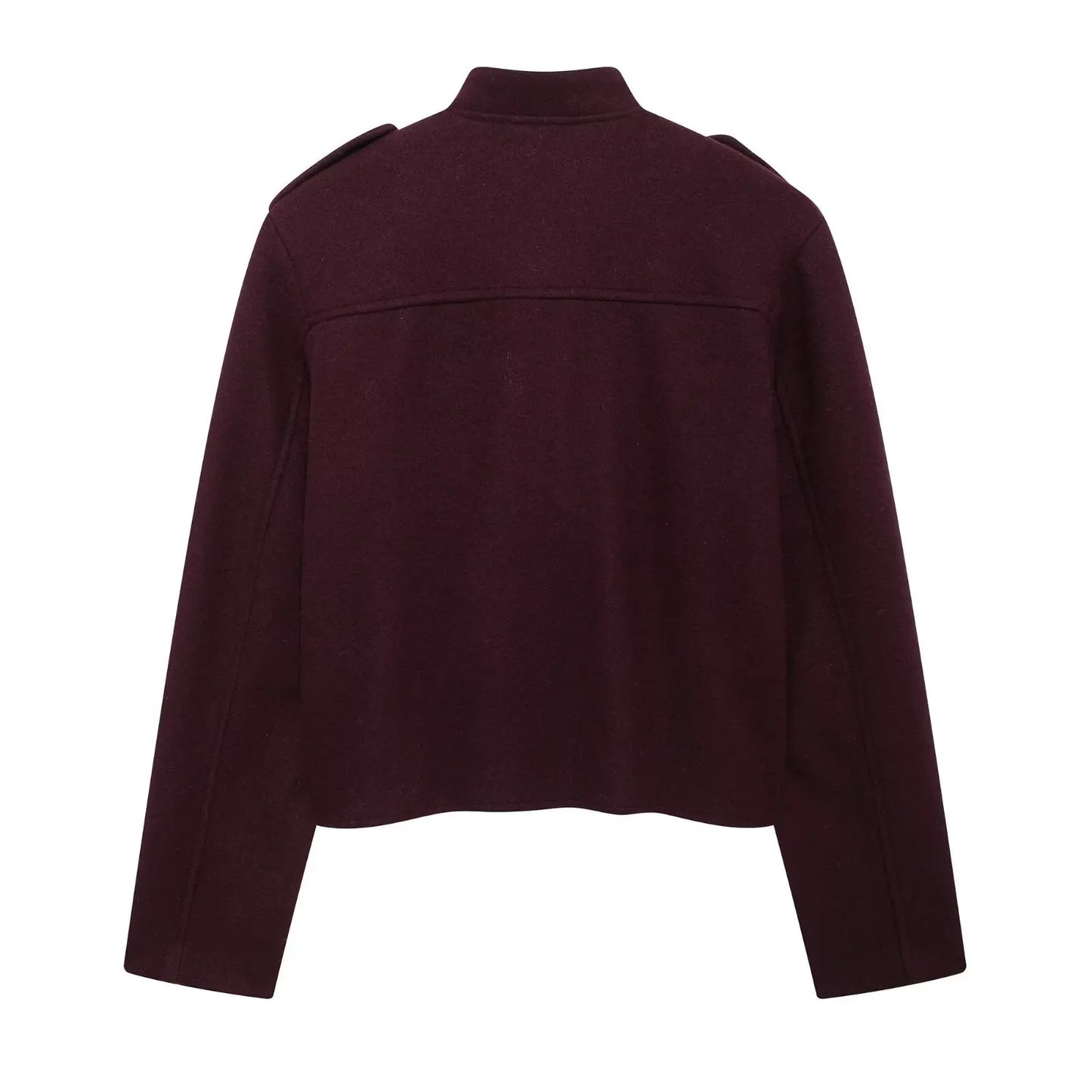 TRAFZA 2024 Fashion Women Soft Tweed Bomber Jacket O-Neck Long Sleeve Pockets Buttons Loose Woolen Coat Female Streetwear