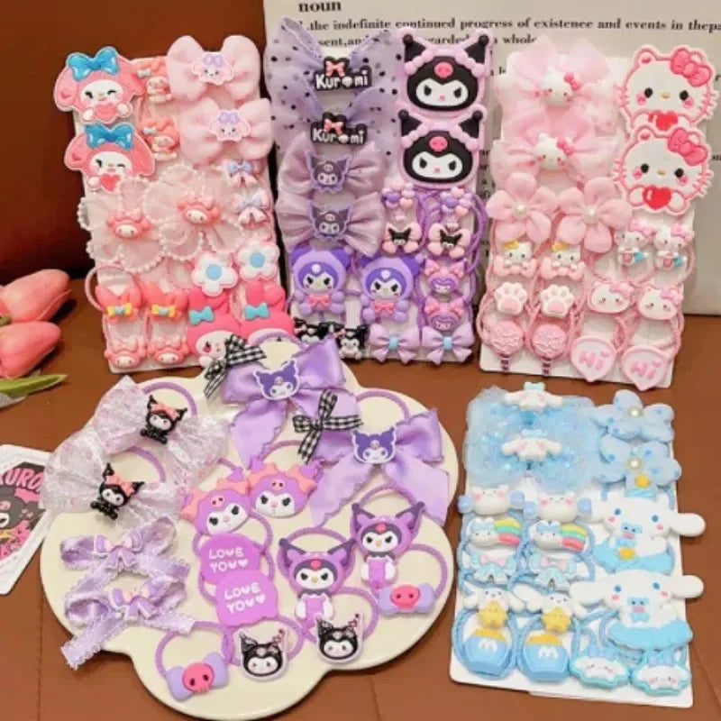 18-Piece Kuromi Hair Set – Cute Bows & Fun Clips for Kids!