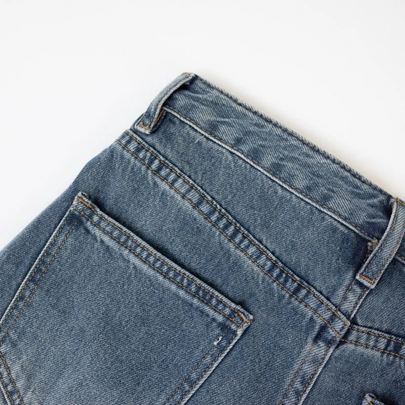 Women's Denim Wrap Skirts Retro High Waisted Split A-line Denim Skirt Autumn Fashion Straight Skirt Female