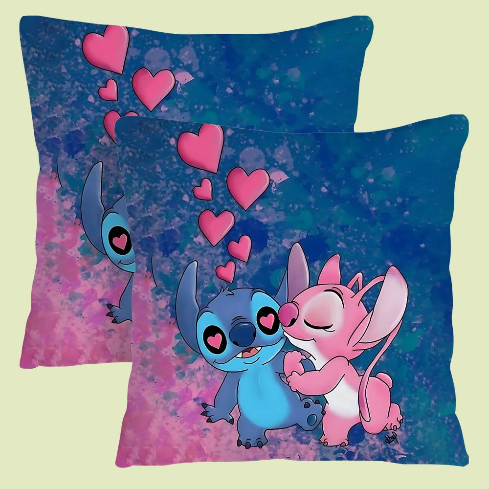 Cute Stitch Pillow Covers Cartoon Sofa Decorative Home Double-sided Printing Short Plush Cute Cushion Cover
